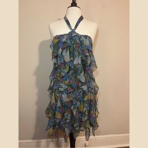 Princess Vera Wang Paisley Halter Mini Tiered Ruffle Dress